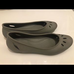 Gray flat Crocs